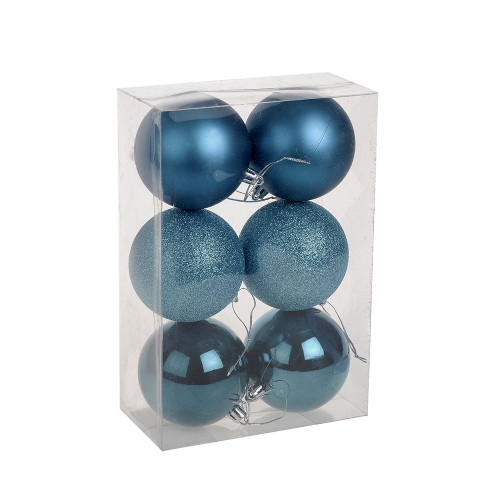 Turquoise Shatterproof Baubles (8cm) (6 pieces)