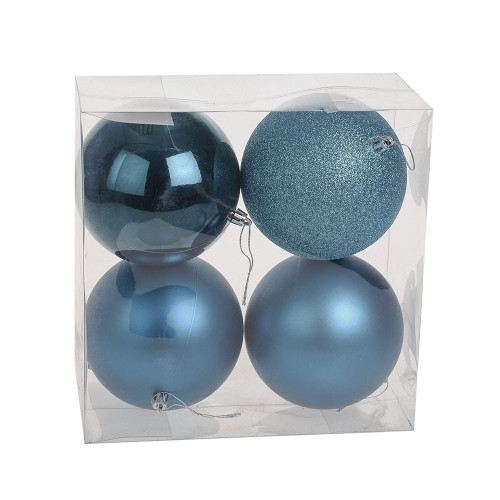 Turquoise Shatterproof Baubles (12cm) (4 pieces)