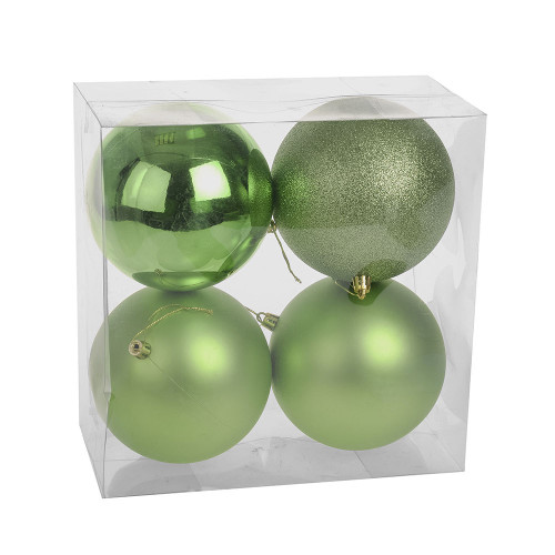 Green Shatterproof Baubles (12cm) (4 pieces)