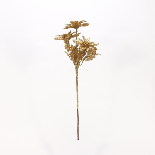 Gold Glitter Poinsettia Spray (36cm)