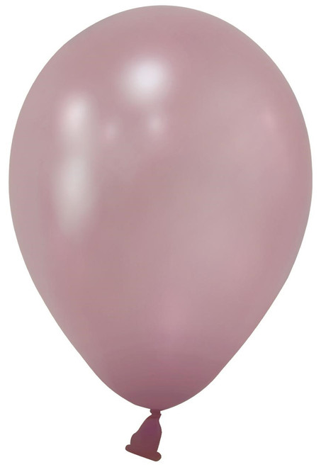 Rose Pink Metallic Round Shape Latex Balloon - 5 inch (Pk 100)