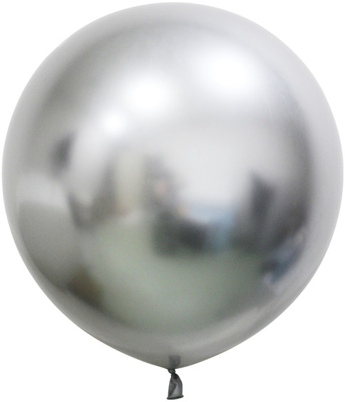 Silver Chrome Jumbo Latex Balloon - 24 inch (Pk 3) Silver Chrome Jumbo Latex Balloon - 24 inch (Pk 3)