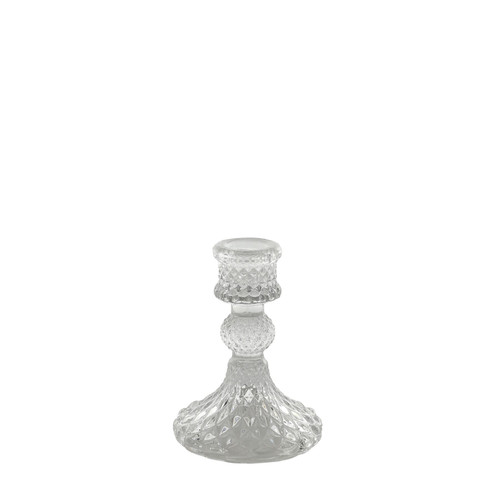 Flora Candlestick - Clear Glass (10cm)