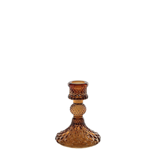 Flora Candlestick - Mocha Glass (10cm) Flora Candlestick - Mocha Glass (10cm)