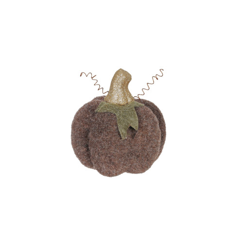 Brown Felt Pumpkin with Glitter Stem (10x11x11cm)