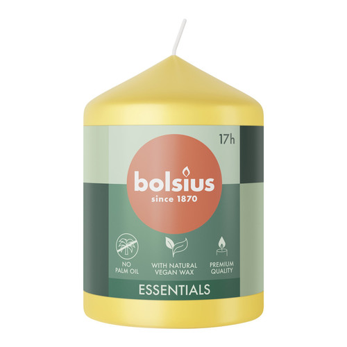 Bolsius Sunny Yellow Essential Pillar Candle (80mm x 58mm) Bolsius Sunny Yellow Essential Pillar Candle (80mm x 58mm)