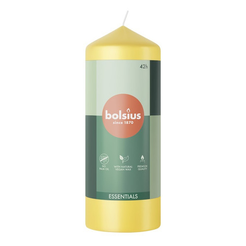 Bolsius Sunny Yellow Essential Pillar Candle (150mm x 58mm)  Bolsius Sunny Yellow Essential Pillar Candle (150mm x 58mm)