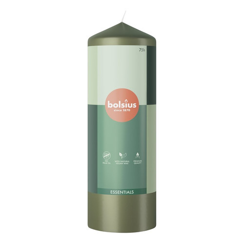 Bolsius Olive Green Essential Pillar Candle (200mm x 58mm) 