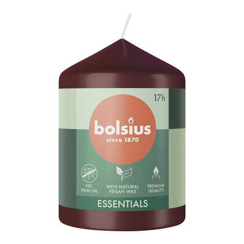 Bolsius Velvet Red Essential Pillar Candle (80mm x 58mm) Bolsius Velvet Red Essential Pillar Candle (80mm x 58mm)