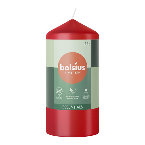 Bolsius Delicate Red Essential Pillar Candle (120mm x 58mm) Bolsius Delicate Red Essential Pillar Candle (120mm x 58mm)