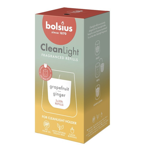 Bolsius Clean Light Refill - Grapefruit and Ginger (2 Pack)