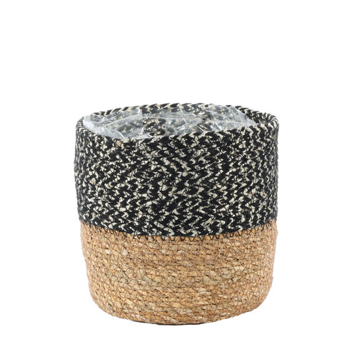 Natural & Black Seagrass Basket (14cm x 15cm) Natural & Black Seagrass Basket (14cm x 15cm)