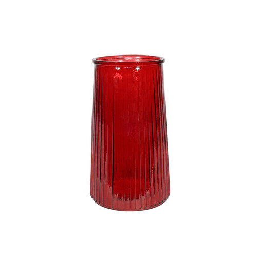 Red Ribbed Graduated Vase (21.5cm) Red Ribbed Graduated Vase (21.5cm)