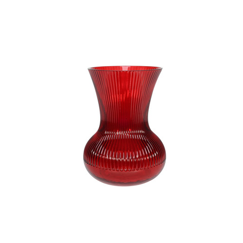 Red Ribbed Hand Tied Vase (19.5cm) Red Ribbed Hand Tied Vase (19.5cm)