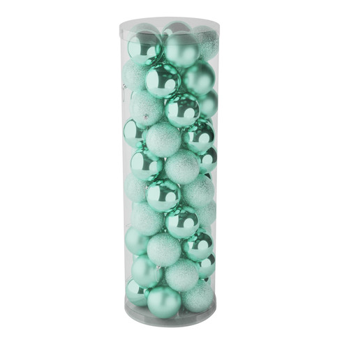 48 Mint Green Baubles in Matt, Shiny & Glitter Finish (10cm)