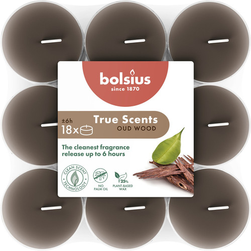 Bolsius True Scents Clear Cup Tealights- Oud Wood (18 Pack) Bolsius True Scents Clear Cup Tealights- Oud Wood (18 Pack)