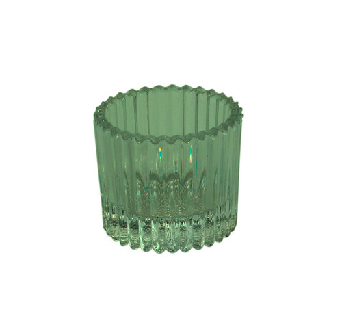 Green Harrison Ribbed Glass Tealight Holder (4.5cm) Green Harrison Ribbed Glass Tealight Holder (4.5cm)