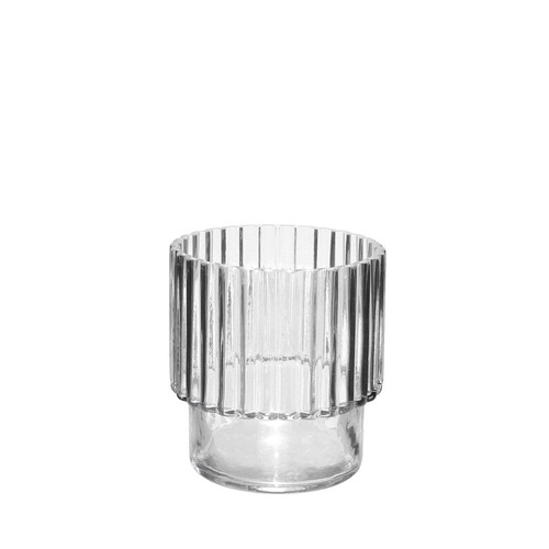 Clear Wide Ribbed Glass Vase (15cm) Clear Wide Ribbed Glass Vase (15cm)