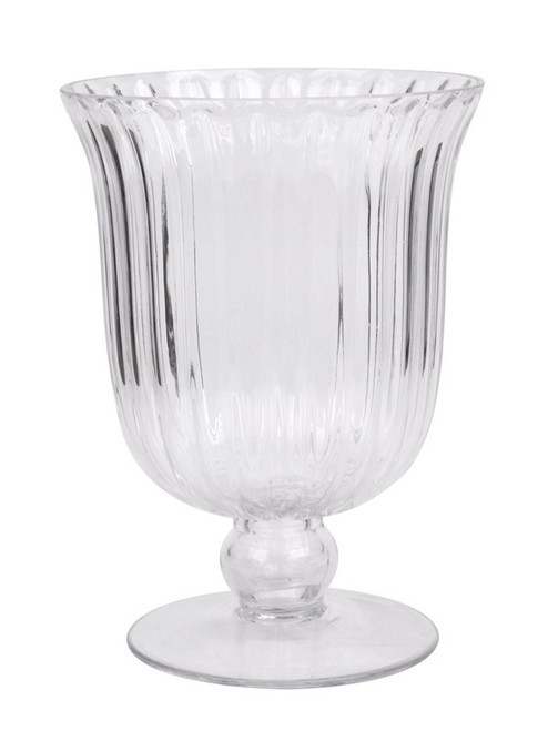 Clear Rochelle Fluted Stemmed Hurricane Glass Vase (21cm) Clear Rochelle Fluted Stemmed Hurricane Glass Vase (21cm)