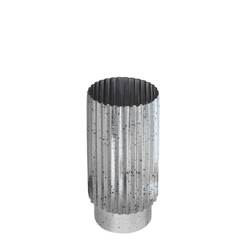 Silver Tonal Ribbed Cylinder Vase??(30cm) Silver Tonal Ribbed Cylinder Vase??(30cm)