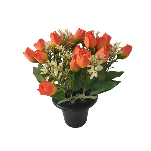 Essential Rose Mix Remembrance Grave Pot - Orange