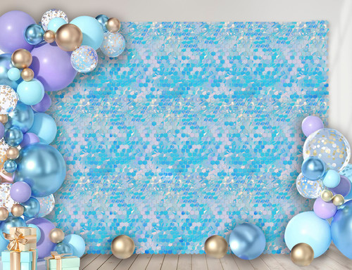 Pearlised Blue Hexagonal Sequin Wall (180 x 180cm) Pearlised Blue Hexagonal Sequin Wall (180 x 180cm)