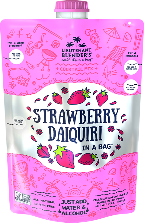 Strawberry Daiquiri in a Bag - Lieutenant Blender's Cocktails Mixes