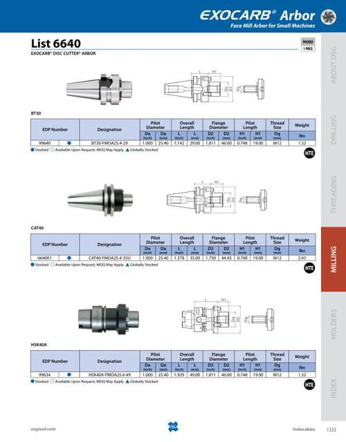 List_6640_-_EXOCARB_DISC_CUTTER_ARBOR