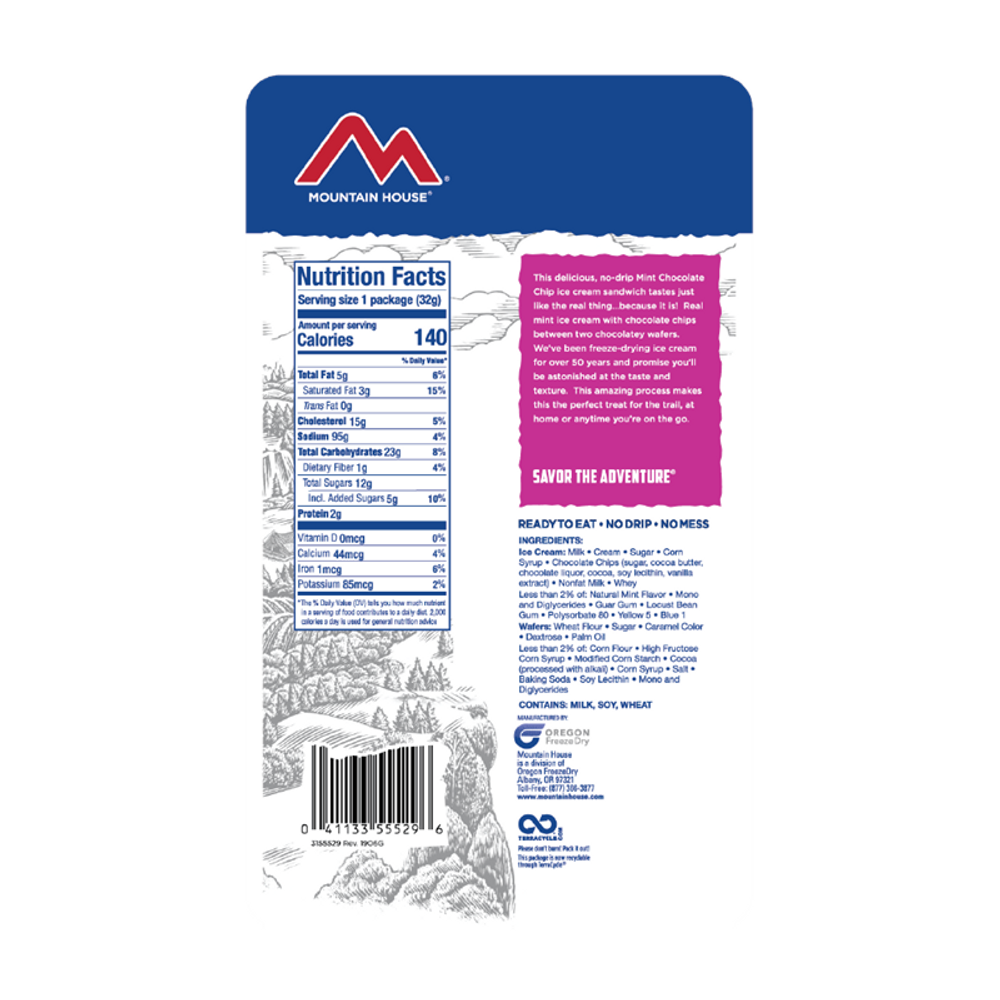 Mountain House Mint Chocolate Chip Ice Cream Sandwich (Case of 12) Mountain House Mint Chocolate Chip Ice Cream Sandwich (Case of 12)