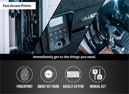 Vaultek NRS500i-BK - image showing all the different methods of entry into the safe