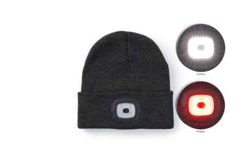 Beanie met LED verlichting Grijs