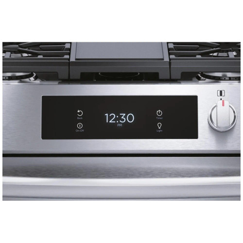 Frigidaire Gallery GCFG3060BF Gas Range, 6 cu. ft. Capacity, 30 inch Exterior Width, Self Clean, Convection, 5 Burners, Storage Drawer, Air Fry, 18,000 BTU Highest Burner, True European Convection, Fingerprint Resistant, Illuminated Knobs, Griddle