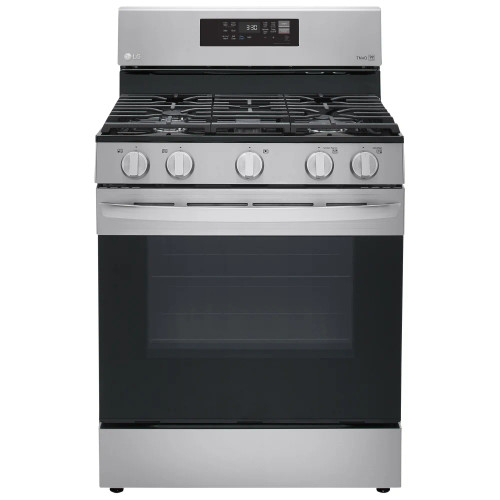 LG LRGL5823S Gas Range, 5.8 cu. ft. Capacity, 30 inch Exterior Width, Self Clean, Convection, 5 Burners, Storage Drawer, Air Fry, 20,000 BTU Highest Burner, Stainless Steel colour, EasyClean®, ThinQ® Technology, UltraHeat™ Element Griddle