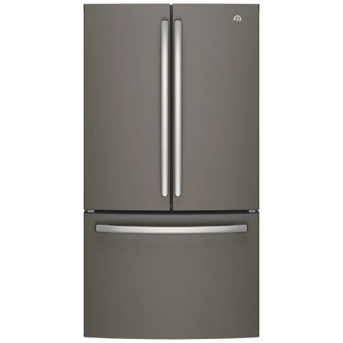 GE GNE27JMMES French Door Refrigerator, 36 inch Width, ENERGY STAR Certified, 26.7 cu. ft. Capacity, Water Dispenser (Interior), Ice Dispenser (Freezer Located), Slate colour