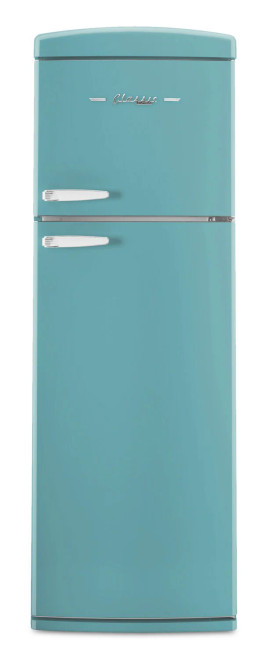 24" Unique Classic Retro 11 Cu Ft. Top Freezer Refrigerator – Ocean Mist Turquoise - UNQ-310L T TM