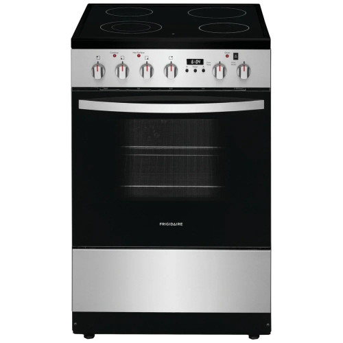 24" Frigidaire FCFE242CAS Electric Range, 1.9 cu. ft. Capacity, Convection, 4 Burners, Storage Drawer, Manual Clean, 1,800 W Highest Element.