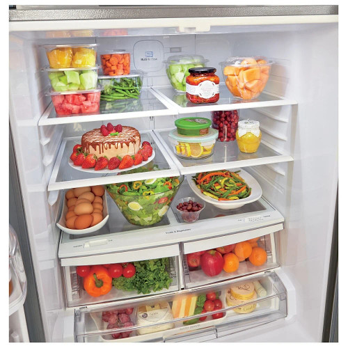 30" LG LRFNS2200S French Door Refrigerator, 21.8 cu. ft. Optional Ice Maker (Special Order), ENERGY STAR Certified, Stainless Steel colour,LoDecibel™ Quiet , Multi-Air Flow™, Smart Cooling® System, SmartDiagnosis™, SpillProtector™ Shelves