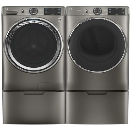 GE GFD65ESMNSN Electric Dryer, 7.8 cu. ft. Dryer Capacity, 2 Dry Cycles, Steam Clean, 4 Temperature Settings, Vented, Stackable, Wifi Enabled, Satin Nickel colour