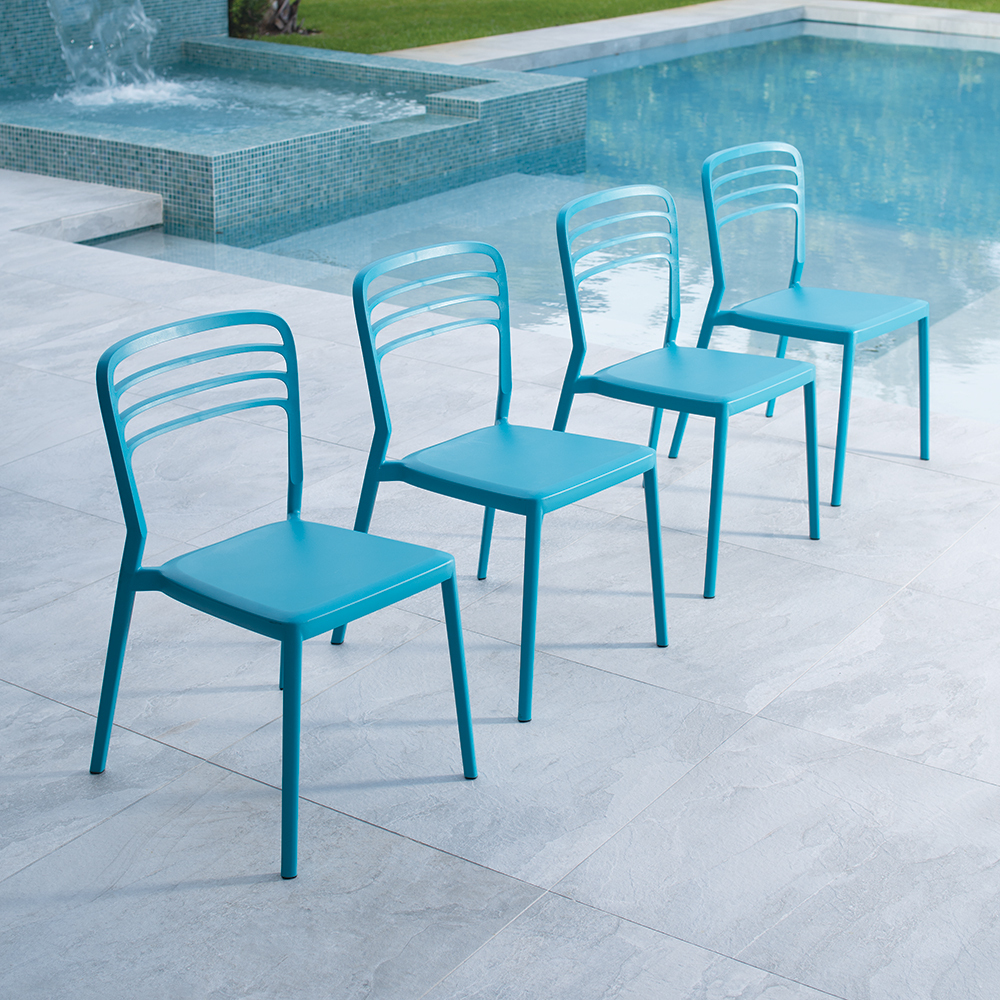 LOUIE Sturdy, Stackable, Modern Plastic Chairs designed for Commercial, Hospitality and Residential Settings