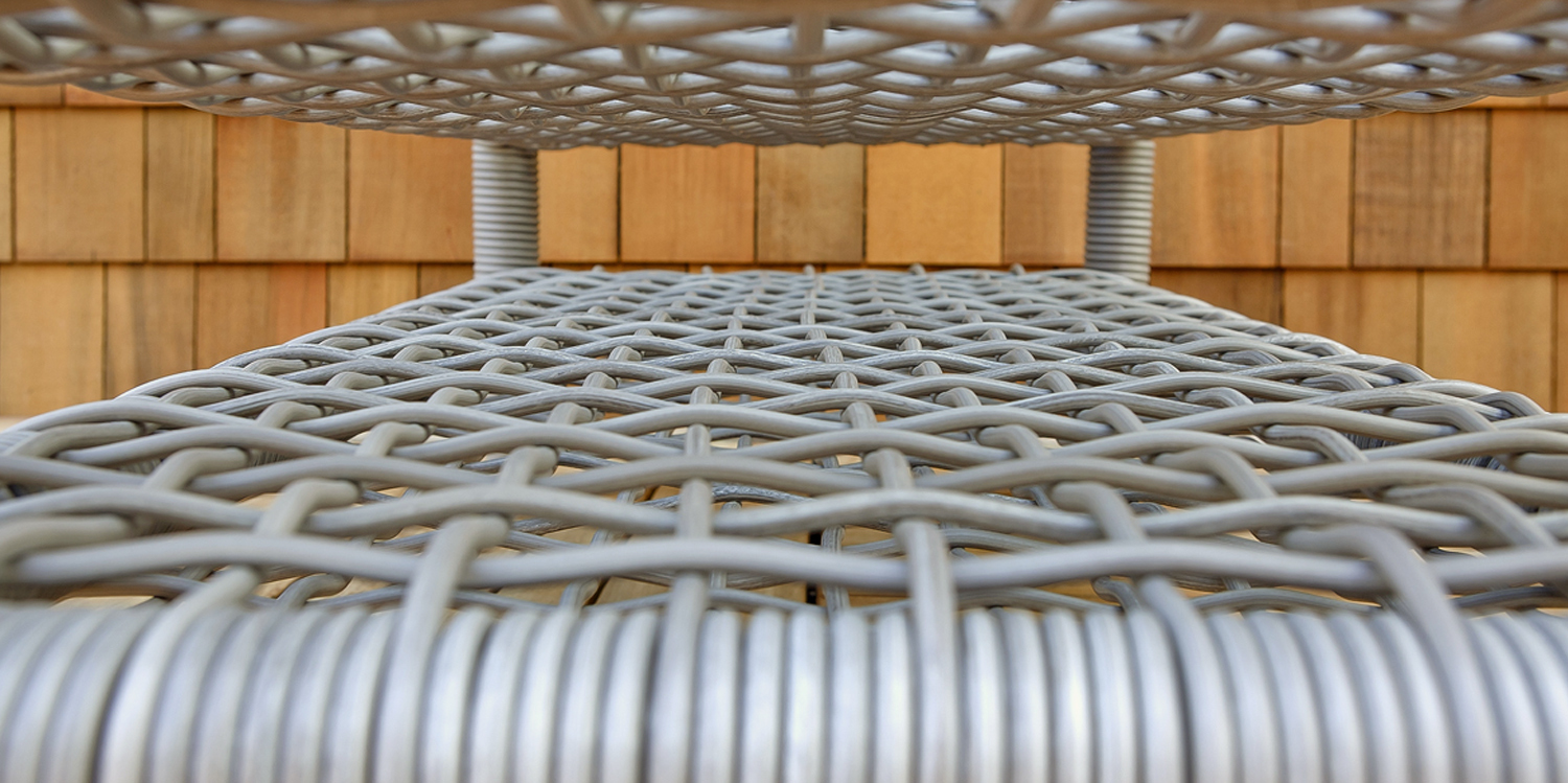 Close up image of wicker on the Taos coffee table