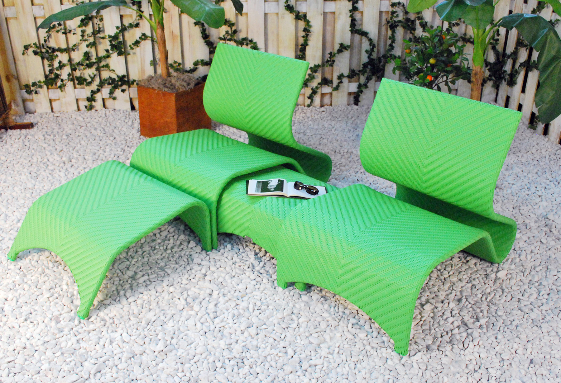 Modern Wicker Outdoor Maui Chair and Ottoman designed for Commercial, Hospitality and Residential Settings