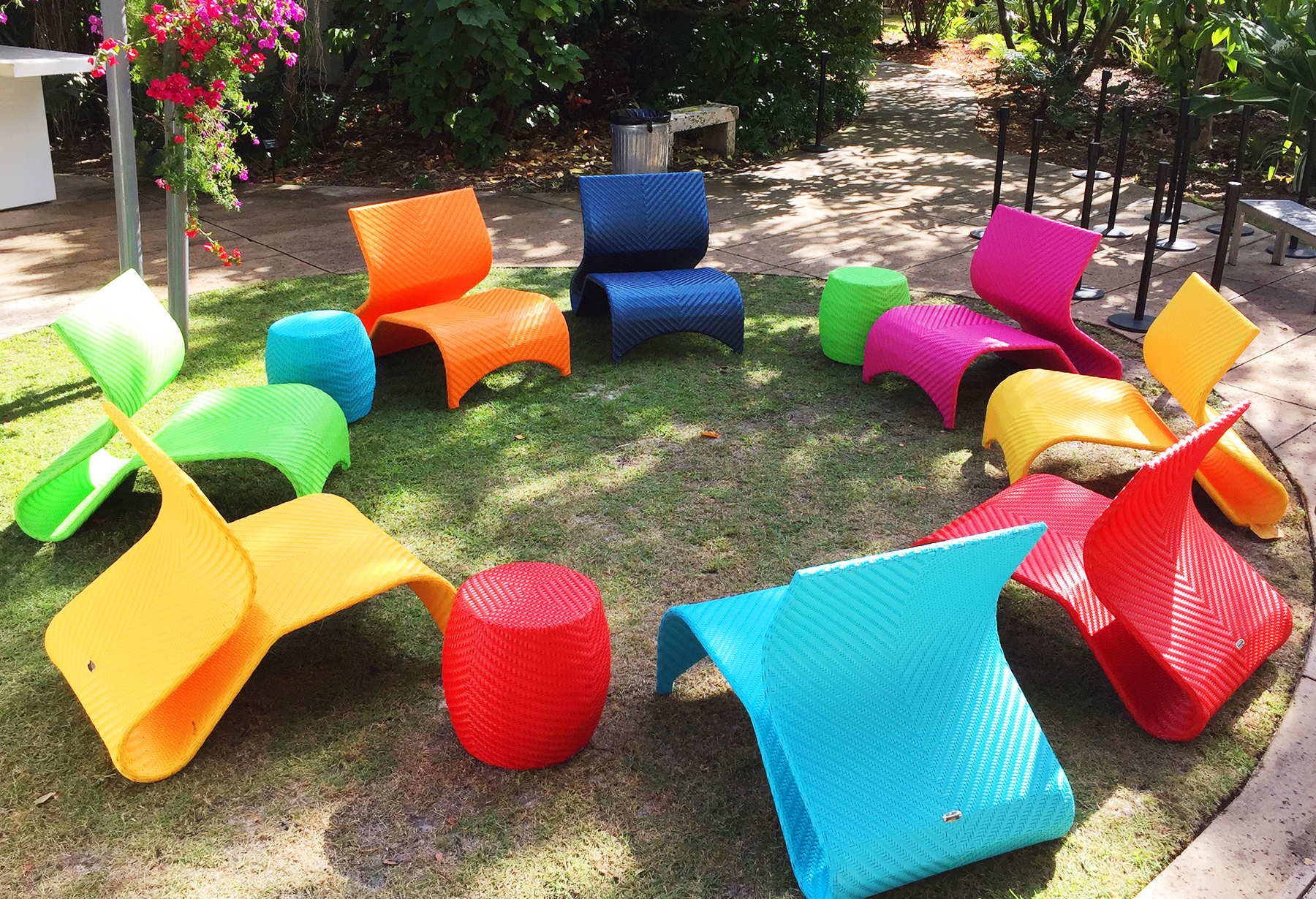 Modern Wicker Outdoor Maui Chair and Ottoman designed for Commercial, Hospitality and Residential Settings