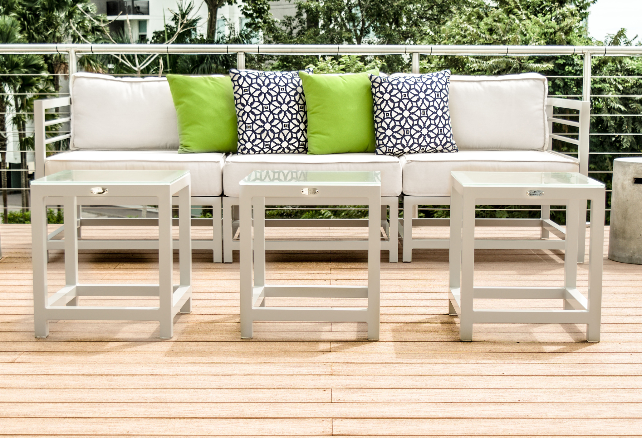 Kannoa Side Table and Ottomans for the Outdoors