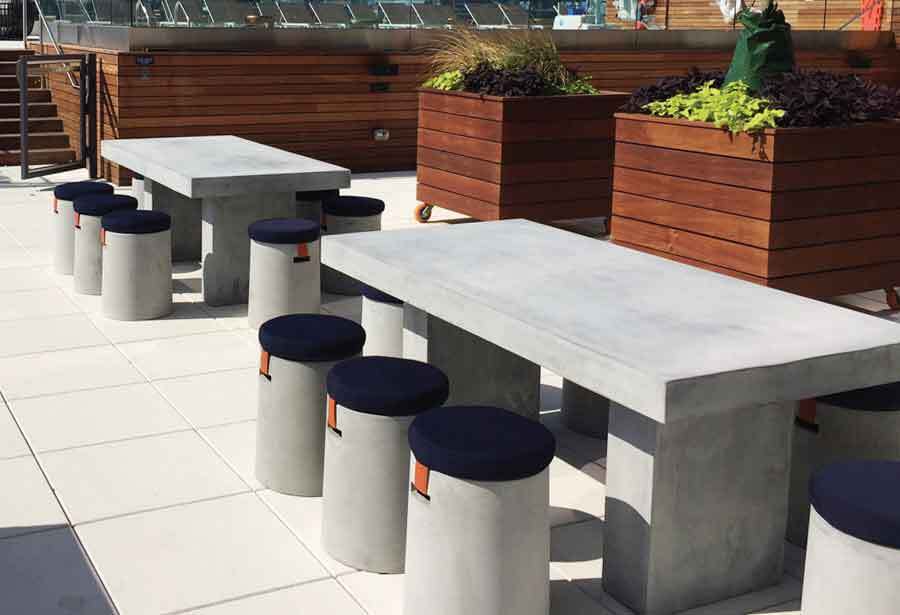 The Urban Collection of outdoor cement stools by Kannoa