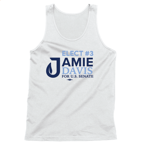 Elect #3 Jamie Davis (Unisex White Tank)