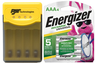 Quest Q2 Smart Charger + 8 AAA NiMH Energizer 700 mAh Batteries (Low