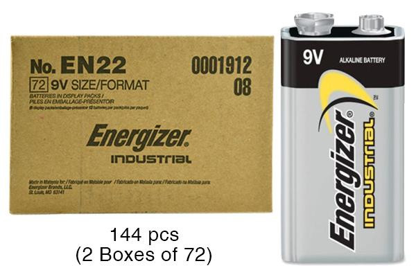 144-Pack 9 Volt Energizer Industrial Alkaline Batteries (EN22)