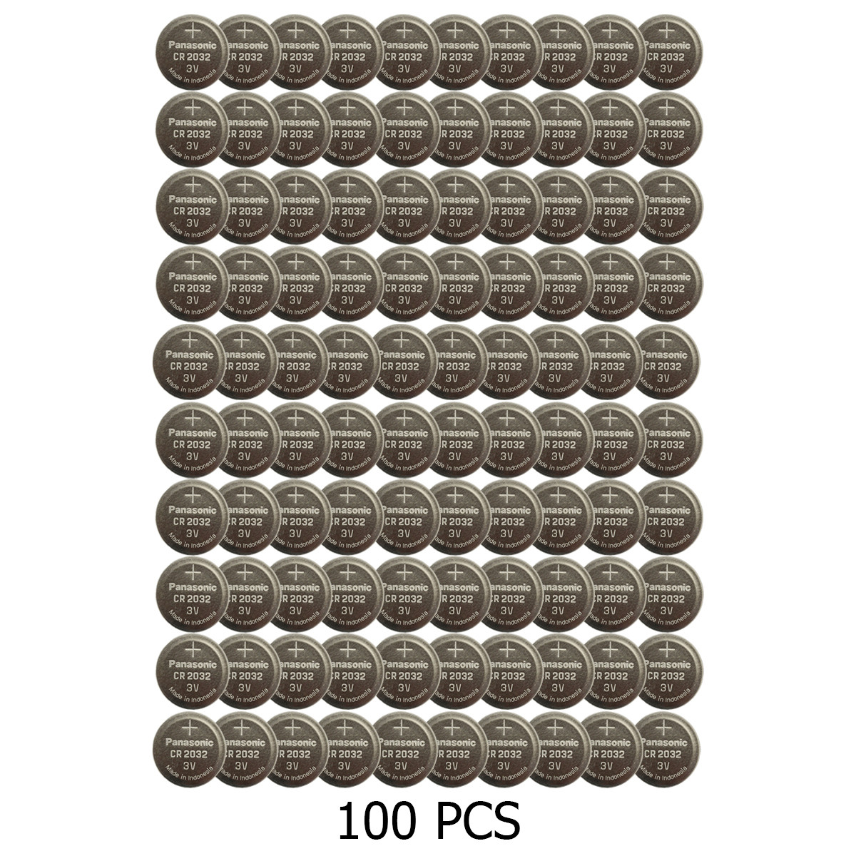 100-Pack CR2032 Panasonic 3 Volt Lithium Coin Cell Batteries