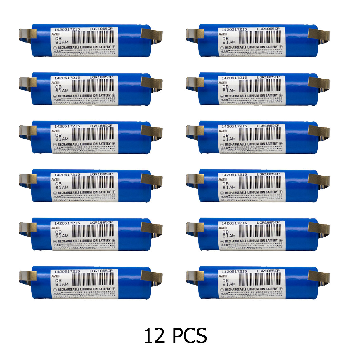 12-Pack 18650 Toshiba 3.6 Volt 1650 mAh Lithium Ion Batteries with