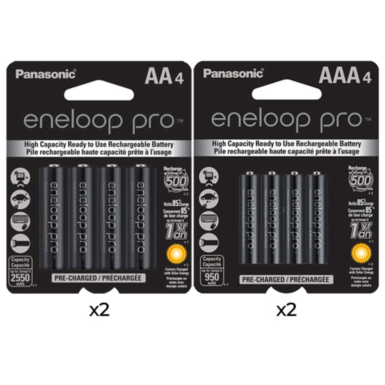 Panasonic BK-3HCCA4BA eneloop pro AA High-Capacity Ni-MH Pre-Charged  Rechargeable Batteries, 4-Battery Pack